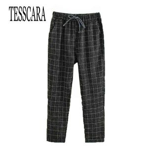 Tesscara Vrouwen Plaid Casual Broek Capris Goede Kwaliteit Vrouwelijke Mode Bottoms Broek Lente Zomer Harem Pant Plus Size S-3XL 211124