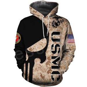 Tessffel America Marine Camo Skull Soldier Army Chándal NewFashion Pullover 3DPrint Unisex Zip/Hoodies/Sudaderas/Chaqueta A-10 G0909