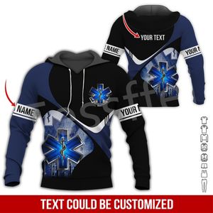 Tessffel Nombre personalizado Técnico de emergencia EMT EMS Paramédico 3DPrint Hombres Mujeres Harajuku Casual Pullover Jacket Hoodies X2 220706