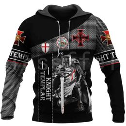 Tessffel Est Knight Templar Armor Jesus God Guard Cavalier Pullover Streetwear Mode 3DPrint Mannen / Dames Grappige Hoodies D-9 211106