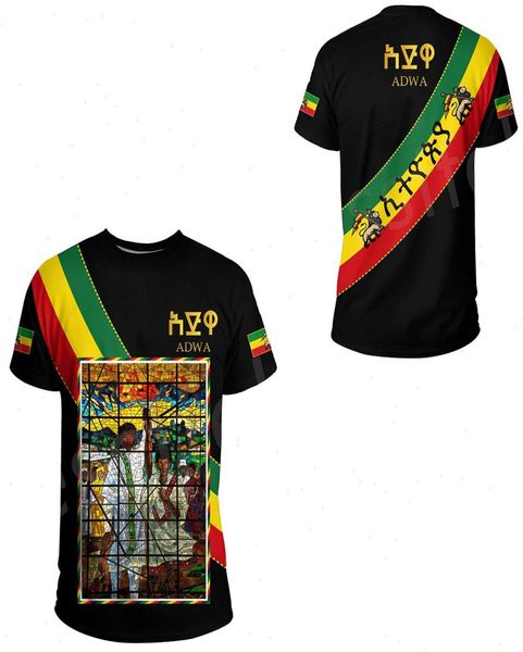 Tessffel Etiopía África Condado Bandera Camiseta Reggae Retro Tribu León 3dprint Hombres Mujeres Verano Divertido Manga Corta Camisetas Streetw5807874