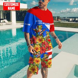 Tessffel Puerto Rico Caribbean Sea Tattoo 3DPrint Hombres Mujeres Camisas casuales Pantalones Combo Trajes Verano Manga corta Streetwear A1 220704