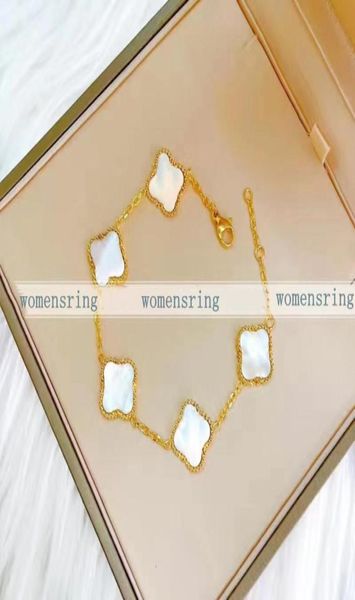 Test Classic 4four Leaf Clover Chain Chain Chain Cadena de brazalete de 18K Agata de oro concha MotherOfpearl para Womengirl Boda 8896117