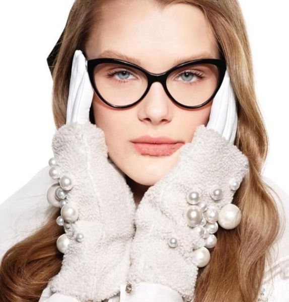 Test Fashion Sexy Cateye Frame Star Style Optical Eyewear for Women 5418140 Plank Fullrim White Lettres portant P1857976