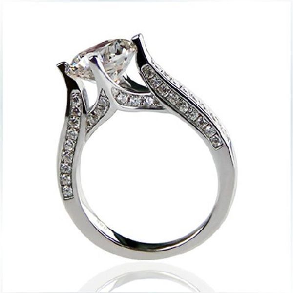 Test positif 2Ct 8mm D-E Moissanite Diamond Ring Brillant 925 Sterling Silver Ring Engagement for Women264g
