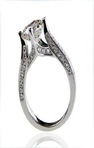 Test positief 2CT 8mm de moissaniet diamantring briljant 925 sterling zilveren ringbetrokkenheid voor dames4629687
