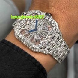 Tester High-Grade Personnalisez Iced Out VVS Moisanite Diamond Hip-Hop Electricity Skeleton Watch