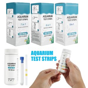 Pruebas 100 tiras reactivas para acuarios 7 en 1, kit de prueba para peceras, agua dulce, agua salada, agua de acuario, kit de tiras reactivas para dureza total