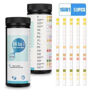 Testen 16 in 1 drinkwatertestkit Strips Waterkwaliteitstest voor thuis voor kraan Gemakkelijk te gebruiken Aquarium Aquarium Zwembadwaterteststrip