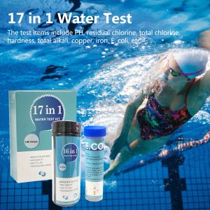 Prueba 17 en 1 Tira de prueba de agua potable PH Cloro Nitrato Prueba de calidad del agua para acuario Pecera Piscina Tira de prueba de agua 100PCS