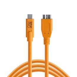 Tether Tools Tetherpro USB-C naar USB 3.0 Micro-b-kabel voor snelle overdrachtsverbinding tussen camera en computer Hoge zichtbaarheid Oranje |15 voet (4,6 m)