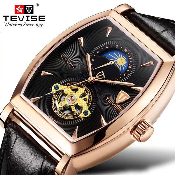 Tevise Clean-factory Relojes antiguos Estilo Live Casks Mens Wisconsin Reloj para hombre Tourbillon Stars Joker Hombre mecánico Negocios