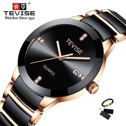 TEVISE Or Dames Bracelet Montre Quartz Femmes Montres De Luxe Mode Casual Céramique Fille Montre Étanche Montre-Bracelet Fix Outil CX2197c