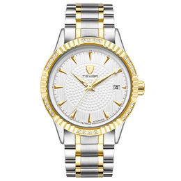 Relojes mecánicos TEVISE, reloj informal de negocios para hombre, relojes de pulsera automáticos resistentes al agua con diamantes, caja de regalo, reloj Masculino