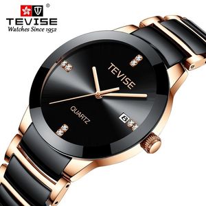 TEVISE Femmes Montres T845LS Montre À Quartz Femmes Mode Casual Céramique Dames Montre Étanche Montres-Bracelets Fix Outil Dropshipping 201116