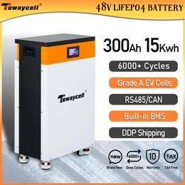 Tewaycell-batería Lifepo4 de 48V, 51,2 V, 300Ah, 15KWh, Powerwall, 310Ah, BMS ESS integrado, sistema de almacenamiento de energía Solar para el hogar, sin impuestos