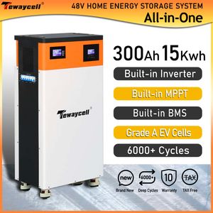 Tewaycell All in One 48V 300AH 15KWH POWERWALL 51.2V LIFEPO4 Batterie intégrée 5kW Inverter ESS Solar Energy System EU pas de taxe