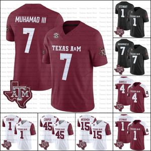 Texas AM Aggies Moose Muhammad III Jersey # 7 Johnny Manziel 2 Football universitaire cousu blanc Marcel Reed 10 Evan Stewart 1 Amari Daniels nouveau style personnalisé hommes enfants