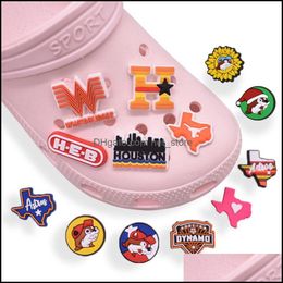 Texas Houston Croc Charms Pièces de chaussures Accessoires Décoration Charm Boucle Jibitz Clog Boutons Pins Drop Delivery 2021 Chaussures Hypic