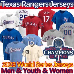 Texas 2023 WS World Series Joey Gallo Jersey Shin-Soo Choo Corey Seager Jacob deGrom Adolis Garcia Nathan Eovaldi Marcus Semien Perez Ryan Delino DeShields Jerseys