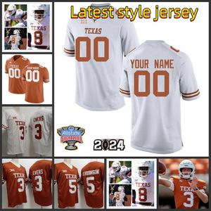 Texas Longhorns Football Jersey Quinn Ewers Bijan Robinson Arch Manning Xavier Worthy Jaylan Ford Whittington Adonai Mitchell T'Vondre Sweat McCoy Vince Young 2024