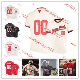 Texas Tech Baseball Jersey Custom Sandited Mens Youth Bo Blessie Damian Bravo Jacob Rogers Brendan Lysik Ethan Coombes Cade McGarrh Texas Tech Red Raiders Jerseys