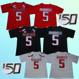 Texas Tech Football Jersey 5 Patrick Mahomes II White College White Blanc Blanc Black Cousé Maillots pour hommes