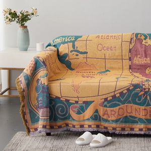 Textiel Stad Europese Jacquard Retro Kaart Deken Gebreide Warme Sofa Handdoek Gooi Stofdicht Kussen Tapijt 180x230cm 240325