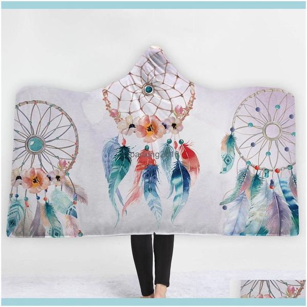 Textiles Jardin Enfant Adts Dreamcatcher Couverture Sherpa Polaire Accueil Chaud Américain Usa Native Dream Catcher Imprimé Couvertures À Capuchon Portable