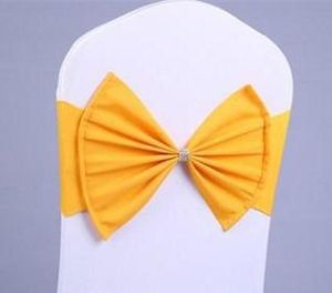 Textiel Home Garden Drop levering 2021 Fashion Elastic Organza stoel Covers Sashes Band Wedding Bow Tie Backs rekwisieten Bowknot Spandex stoelen S S