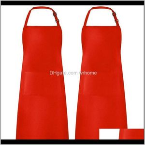 Textiel Home Garden2 Pack Verstelbaar slabbetje schort resistent met 2 zakken kookkeukenschorten voor BBQ -ding, vrouwelijke mannen chef, rood druppel del