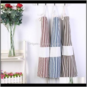 Textiles Maison Gardenfashion Stripes Tabliers Tablier de cuisine réglable en lin de coton de haute qualité pour la cuisson Cuisson Restaurant Pinafore Facile à