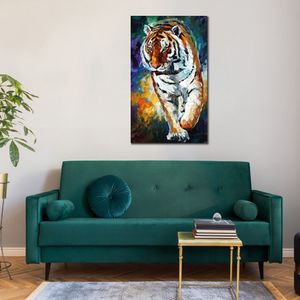 Peinture à l'huile texturée faite à la main Animal Canvas Art Bengal Tiger Modern Dining Room Decor
