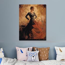 Getextureerd realisme van handgemaakte figuratieve olieverfschilderijen op canvas Flamenco Ii Modern decor voor studio appartement Fine Artwork