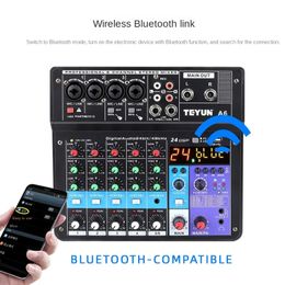 TEYUN Dj Controller Mixer Geluid 6 Weg Audio Pro Apparatuur Mengpaneel Professionele Draagbare Video Consumentenelektronica 240110