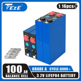 Teze 1-16pcs 3.2V 100AH ​​LIFEPO4 Batterij Grade A 105AH Oplaadbare cellen DIY 12V 24V 48V voor EV RV Golfkar Batterijen belastingvrij