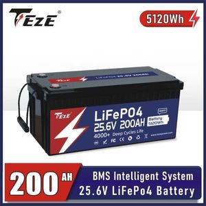 TEZE 24V 200AH LifePo4 batterie 5120Wh 25.8V intégré BMS bricolage 48V cellules de stockage d'énergie pour barbecue RV bateau sans TVA