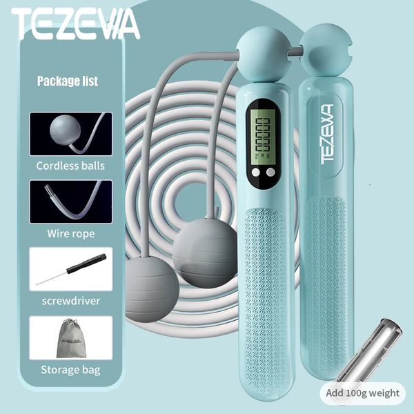 TEZEWA Smart Wire Corde à sauter sans fil Cordes en acier Sauter Corde à sauter Exercice Équipement électrique Perdre du poids Exercice Fitness240311