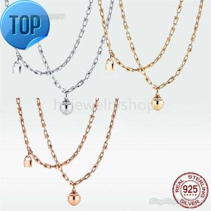 TF 925 zilveren sieraden 18k goud/roségoud Designer Design slot hanger ketting mode hoge kwaliteit mannen en vrouwen Valentijnsdag klassiek