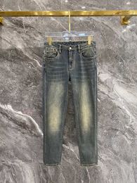 TF Brand Mens Jeans Designers AAA Hoogwaardige Luxury Brand Logo Broken Hole Skinny Jeans Twill Standard Fit Denim