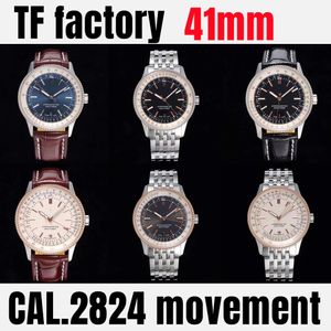 TF usine 41mm Aviation montre mens montres 2824 mouvements mécaniques entièrement automatiques Saphir miroir étanche lumineux c1