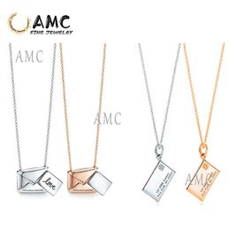 TF réel 925 argent sterling original pendentif colliers 925 prata esterlina moda enveloppe amor forma chave diy colar pingente joias178d