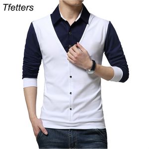 TFEERS marque automne hommes chemises mode faux wo vêtements de créateur Cool-chemise hommes à manches longues chemise décontracté mâle 220217