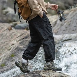 Tfetters Autumn Men Cargo Pants Multi Pocket Waterproof Solid Color Casual 100% Nylon Outdoors Tourism Deskleding 240402