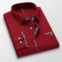 TFETTERS Mannen Shirt Lente Herfst Koreaanse Lange Mouw Knop Kraagvorm Pocket Ontwerp Antirimpel Oversized 5XL 240312
