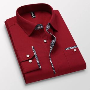 TFETTERS camisa de hombre primavera otoño camisa coreana de manga larga botón cuello vuelto diseño de bolsillo antiarrugas de gran tamaño 5XL 240112