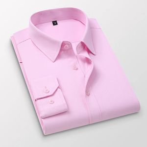 TFETTERS chemise rose hommes printemps automne hommes à manches longues chemise d'affaires Polyester coupe ajustée chemises habillées formelles pour hommes vêtements 240318