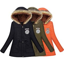 TFMLN 2018 Femmes Hiver Chaud Veste Manteau Femme Automne À Capuchon De Fourrure De Coton Veste De Base Survêtement Mince Longue Dames Casaco Feminino