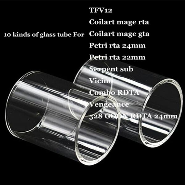 TF12 Coilart mago RTA GTA Petri 22 mm 24 mm Serpiente sub Vicino Combo RDTA Vengeance 528 GOON Tubo de vidrio Pyrex de repuesto