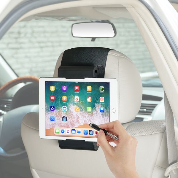 TFY Support pour appuie-tête de voiture, support universel pour tablette compatible avec i Pad Pro Air Mini, autres téléphones portables, tablettes et interrupteurs de 4,5 à 12,9 pouces - Noir